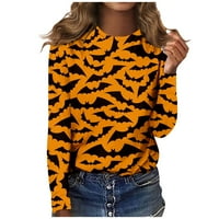 Vrhovi za žene plus veličine s dugih rukava Crewneck Halloween Print majica Labavi pulover casual bluza