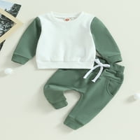 Qinghua Toddler Baby Boys Fall Outfits Kontrastna boja Duge rukave i elastične hlače padajuća odjeća