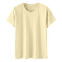 GATHRRGYP WOMENS vrhovi, ljetno čišćenje Ženska modna košulja sa čvrstim okruglim vratom Majica s kratkim