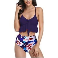 Finelylove dva kupaće kostimu za žene podstavljeni sport BRA Style Bikini Purple XL