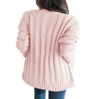 Ženski džemper s dugim rukavima Vruća ruka V meko kabel Klint Cardigani zimska ružičasta m