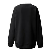 APEPAL ženski modni vrhovi casual crewneck prugaste dugih rukava s labavim pulovernim majicama crna