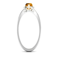 Sertifikovani citrinski pasijans Promise Prsten s dijamant - srčani prsten, srebrna srebra, US 9,50