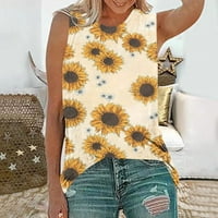 Pejock ženski suncokret cvjetni print tenk ljetni casual bez rukava Basic Cami Top Slim T prsluk bluza