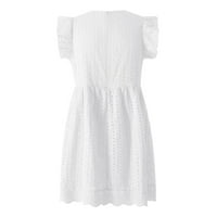 Ženske ljetne haljine za žene za odmor Boho kratki rukav sunčani haljina od sunca sa džepom bijeli 3xl