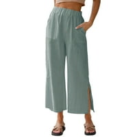 Ženske hlače Ležerne u trendovskim pantalonama Široka noga visoka struka pantring fit labav joga dugačak