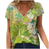 Ljetni vrhovi za žene plus veličine Žene kratki rukav tiskani V-izrez The Tee majica bluza