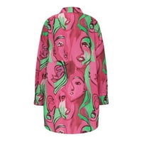 Dxhmoneyh košulje Žene spuštaju košulje s dugim rukavima cvjetni print labavi fit bluza vrhovi za žene casual modne majice