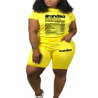 HAITE Women dva odjeća za ispis Jogger set salon s kratkim rukavima setovi za sat Jogging T-majice +