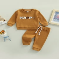 Binwwede Newborn Baby Set odjeće, pismo Rainbow uzorak dugih rukava posada vrata + elastična struka