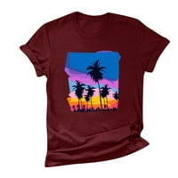 Ljetna ženska košulja palme stabla retro stil Tropska plaža Majica casual kratkih rukava Grafička grafika