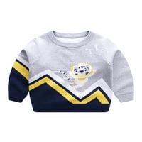 Bomotoo Kids Slatki pleteni džemperi crtani ispisu termalni pulover kućni labavi dupli džemper siv