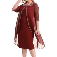 Ženska vježbana haljina Čvrsta boja O-izrez dugi rukav za minimalističke plus veličine Klub odjeće modne