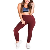 LUXPLUM Ženske dno su solidne tajice u boji visoko struk joga hlače mršave tajice trčanje pantalone vino crveno 3xl