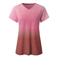 T majice za žene poklon labavi fit modni gradijent v izrez kratki rukav labavi ženski vrhovi