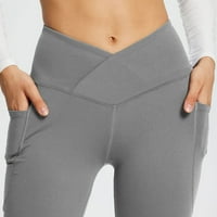 Siva moda Žene Nove seksi joga hlače Visoki struk poprečni široki nog čvrste boje vježbe joga hlače