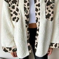 Cardigan za žene plus veličine Moderan ženski Leopard Ispis patchwork kardigan odjeća plišana jakna