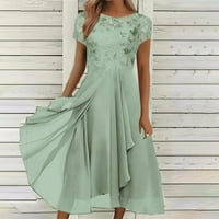Simplmasygeni Ženske ljetne haljine kratki rukav Maxi haljina za čipke s čvrstim rukavima čipke šifonske