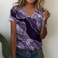 Feternal ženski povremeni V-izrez kratki rukav majica s kratkim rukavima tiskana ljetna majica Top Dressy