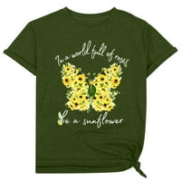 Zodggu Ponude Modne ženske bluze vrhovi suncokret grafički proljeće Ljeto Knot majice za žene cvjetni