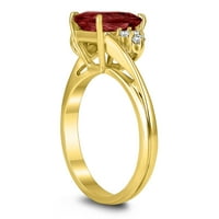 Ženski 8x granata i dijamantski prsten u 10k žutom zlatu