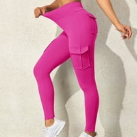 Jalioing Stretchy Yoga Pant visoki obrezirani struk za žene mršave pune boje sa džepom laskavim udobnim