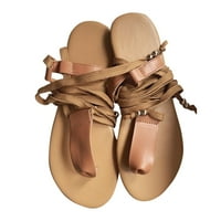 Žene Flip-flop ravne sandale plus veličina ljetna čvrsta boja modni nožni kaiš visoki otvoreni nožni prst klizanje na slajdovima cipele