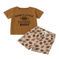Toddler Boys Ljeto odijelo Pismo ragbi print kratkih rukava kratke majice i elastične kratke hlače za