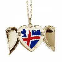 Mapa Oblog zastava Islanda preklopljena krila Ogrlica od srčanog srca