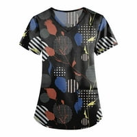 Ženski ljetni vrhovi kratki rukav casual bluza Grafički printira ženske majice za vrat crne l