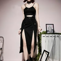 Ženska vintage mreža dugačka gotika nepravilna ruba od pola bodycon haljina visokog struka elastična