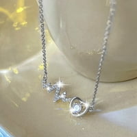 Mnjin Božićna ogrlica srebrna Ljubav Privjesak za žene vole ogrlicu za rotirajuće lopatice ROTING dijamantni
