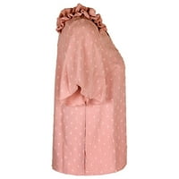 TOSMY ženske košulje Ljetne modne dame vrhovi ružičastih kratkih rukava V izrez bluze za žene za žene