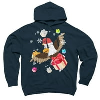 Santa American Bald Eagle Božićni tee mornarički plavi grafički pulover - dizajn od strane ljudi m