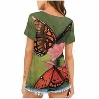 Ženski bluze i vrhovi Dressy za posao Modni casual okrugli vrat Leptir Digital Print Majica kratkih