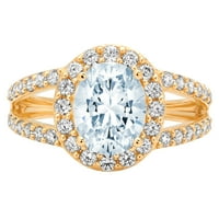 2.78ct ovalni rez plavi simulirani dijamant 14k žuto zlato ugraviranje izjava bridalna godišnjica angažman