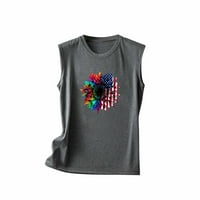 Dyegold Ljetni vrhovi za žene Trendy, ljetne bluze za žene suncokret američki zastava tiskastih košulja