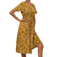 Sayhi haljine za kratke žene 5 'Ženske cvjetne printske haljine casual V-izrez s kratkih rukava s kratkim