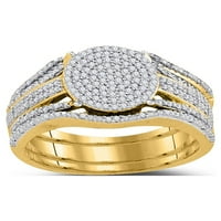 Jewels 10k žuti zlatni okrugli dijamantski klaster bridalni vjenčani prsten set CTTW veličine 7