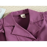 Hirigin Kid Djevojka Proljetna set odjeće, čvrsti kaput od kaputa za dugme dugmeta dugih rukava + pantalone