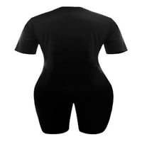LUMENTO DAMIES Trackioits Bodycon Dvije odjeće kratki rukav biciklističke kratke hlače za žene Ležeran