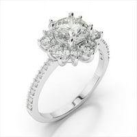 1. Carat Solitaire okrugli rez prirodni moissanite dijamantni zaručni prstenovi za dame Čvrsto 14K bijelo
