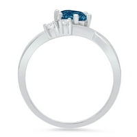 0,96ct Okrugli rez prirodni London Blue Topaz 18K bijeli zlatni godišnjica Angažmane kamene prstene
