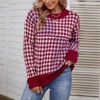 Modni džemperi za žene patchwork dugih rukava pourve pukotine na vrhu pukotine