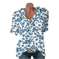 Ženske košulje Majice za žene Ljetne vrhove za žene kratki rukav Split majice Cvijet Print Elegantne
