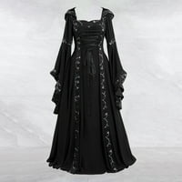 Mveomtd Vintage Dužina Drvena haljina Ženske gotičke ženske haljine Boots Women Black XXXXXL