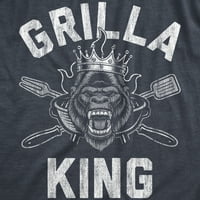 Muška Grilla King majica Smiješna sarkastična kuhanje Griling Gorilla Grafički čaj za momke - s grafičkim