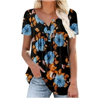 Tagold Ljeto uštede na vrhu majica za bluze za ženske, ženske ljetne tuničke okrugle vrat cvjetne tiskane