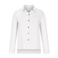 AUFMER Grafičke majice Žene tiskane majice pune boje dolje Bluze V izrez Labavi bluza Longt rukava Ležerna