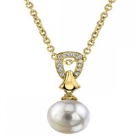 14K zlatni bijeli južni kultivirani Pearl & Diamond Florence Privjesak ogrlica